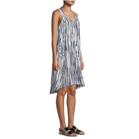 Theory Adlerdale B Dress Size 4 100% Silk blue white MSRP $365 - Picture 9 of 10